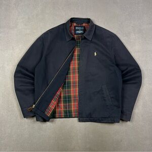 Polo Ralph Lauren Men's Navy Jacket with Plaid Lining Vintage